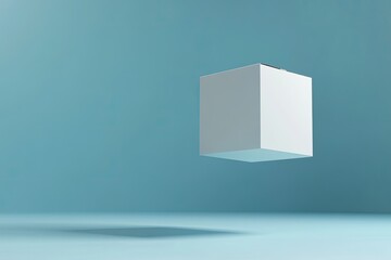 Floating White Cube on Teal Background