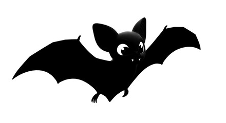 Obraz premium Cute black bat cartoon character flying on white background for Halloween