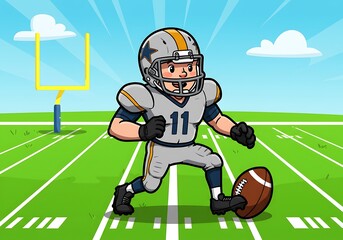Gridiron Cartoon Blitz AI Generated