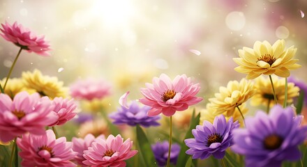 Sunlit Meadow: A Floral Dream in 3D AI Generated