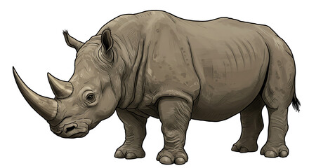 Obraz premium Detailed rhinoceros vector illustration for wildlife and conservation projects