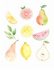 淡い色味の果物のイラスト