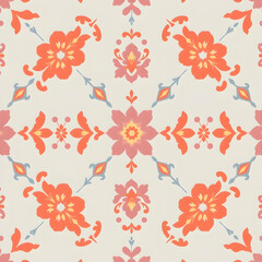 Elegant Welsh tapestry in floral geometric style, seamless pattern.