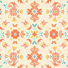 Elegant Welsh tapestry in floral geometric style, seamless pattern.