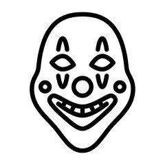 clown mask outline icon. scary mask black line illustration.