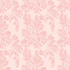 Fototapeta premium Delicate Pink Floral Damask Pattern AI Generated