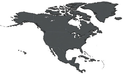 Obraz premium Illustrated North America continent map with countries and geographic features