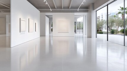 Fototapeta premium Modern gallery space with clean lines and minimalist aesthetic