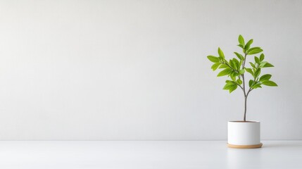 Minimalist plant decor on a white surface