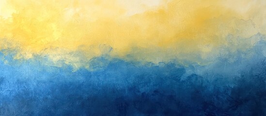 Naklejka premium A vibrant abstract painting featuring a transition of gold and deep blue hues.