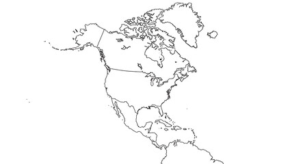 Fototapeta premium North America continent outline map featuring Canada USA and Mexico