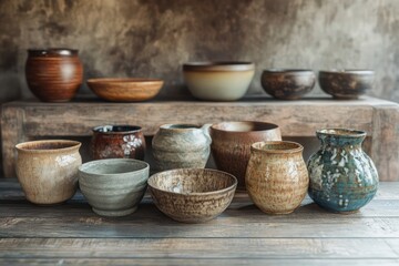 Rustic handmade pottery collection