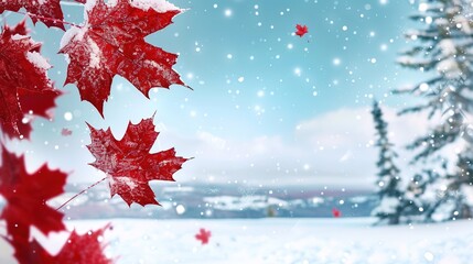 Canada Day Snow Scene Background: Seeking Joy in the Snow, Painting a Blended Picture of Ice - Snow Carnival and Passionate Patriotism on Canada Day