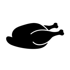 Black silhouette of a roasted chicken or turkey, transparent . perfect for Thanksgiving or holiday meals