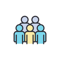 Teamwork colored icons, minimalist vector illustration ,simple transparent graphic element .Isolated on white background