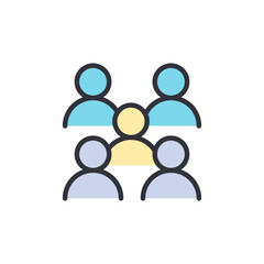 Teamwork colored icons, minimalist vector illustration ,simple transparent graphic element .Isolated on white background