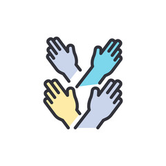 Teamwork colored icons, minimalist vector illustration ,simple transparent graphic element .Isolated on white background