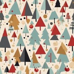 Obraz premium Seamless Flat Design Vector Christmas Pattern with Minimalist Holiday Icons