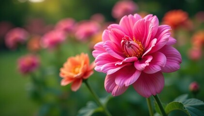 Obraz premium Late blooming flowers in a garden, intricate petal arrangement , design, summer