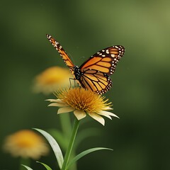 Fototapeta premium Monarch's Embrace: A 3D Floral Fantasy AI Generated