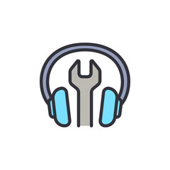 Technical support colored icons, minimalist vector illustration ,simple transparent graphic element .Isolated on white background