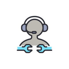 Technical support colored icons, minimalist vector illustration ,simple transparent graphic element .Isolated on white background