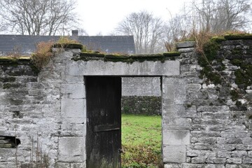 Stone wall with wooden door