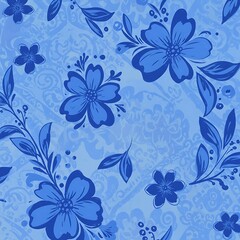Azure Blooms: A Hand-Drawn Floral Symphony AI Generated