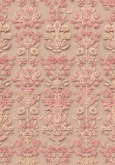 Fototapeta premium Embossed Floral Damask: Textured Elegance AI Generated