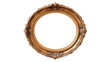 Ornate gold picture frame, isolated on white background