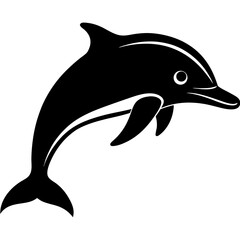 Obraz premium Dolphin head silhouette vector on white background 