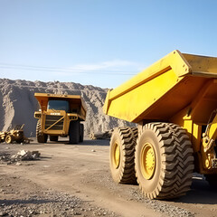 Obraz premium Big yellow mining truck at worksite
