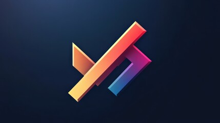 A modern and colorful abstract geometric shape displayed on navy