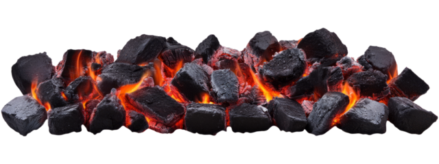 Smoldering burning coals, cut out