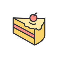 Sweet cake colored icons, minimalist vector illustration ,simple transparent graphic element .Isolated on white background