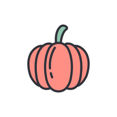 Pumpkin colored icons, minimalist vector illustration ,simple transparent graphic element .Isolated on white background