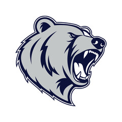 Powerful Gray Bear Mascot Logo