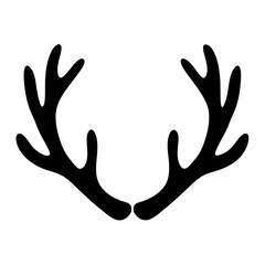 A Simple Graphic of Deer Antlers inBlack and for Crafts and Decorations on a transparent background