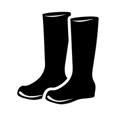 Two Black Rubber Boots Symbolizing Wet WeatherProtection for Gardening and Rainy Day Activities on a transparent background