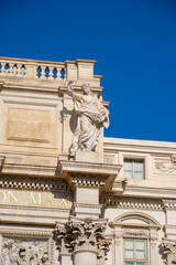 Fototapeta premium The Trevi Fountain is an 18th-century fountain in the Trevi district in Rome, Italy, designed by Italian architect Nicola Salvi and completed by Giuseppe Pannini in 1762 and several others