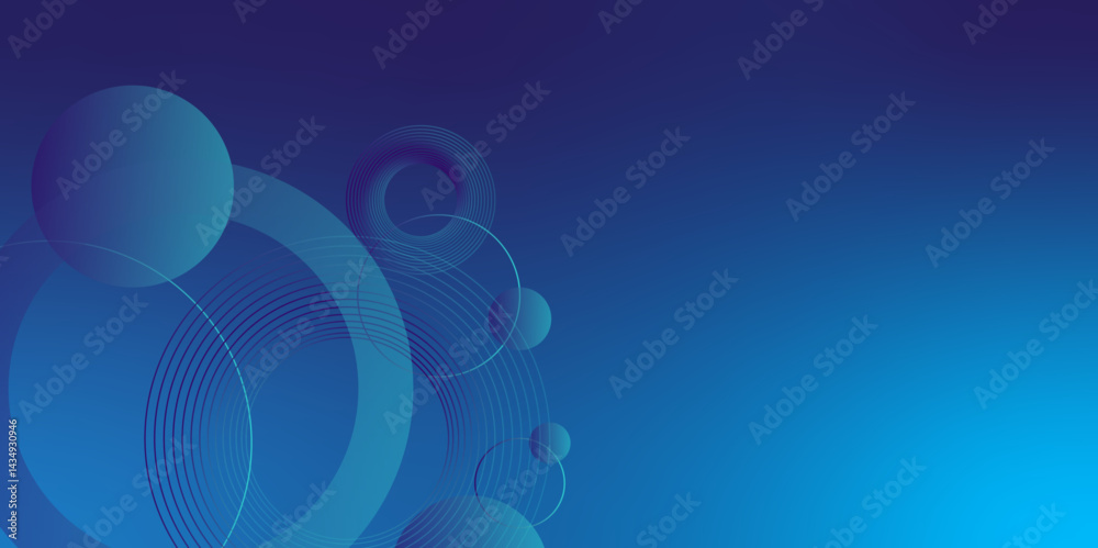 Poster modern abstract gradian background with transparent layers circle shape with shadow. blue and color 