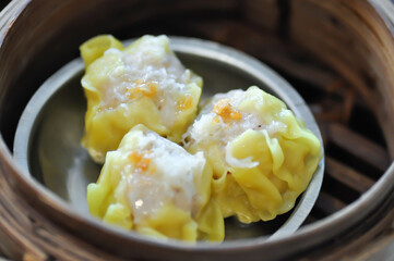 Chinese steamed dumpling or dim sum or pork balls