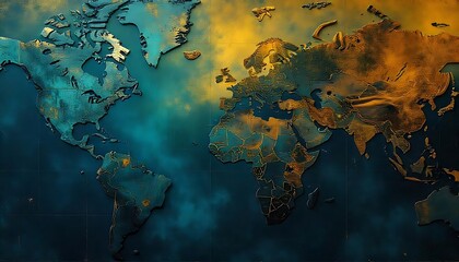 Featuring deep blues, yellows, and blacks. Highlighting press freedom created with generative ai