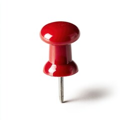 Isolated red push pin on white background