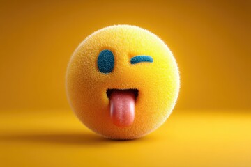 Fototapeta premium Playful, digital illustration of a winking, tongue-out emoticon.