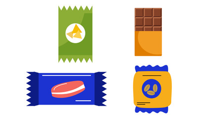 Snacks and junk food logo set