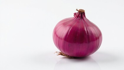 Single red onion, vibrant color, clean white background, fresh, culinary