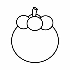 Mangosteen seamless set on white background. Sketch of mangosteen on white board. Line art of fruit