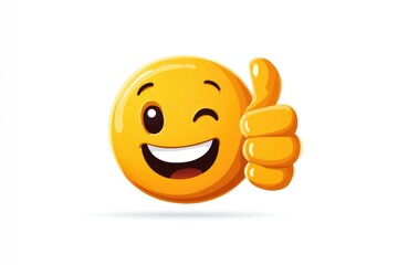 Cheerful digital emoticon displaying approval.