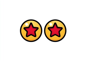 Fototapeta premium Two round yellow objects featuring red stars.